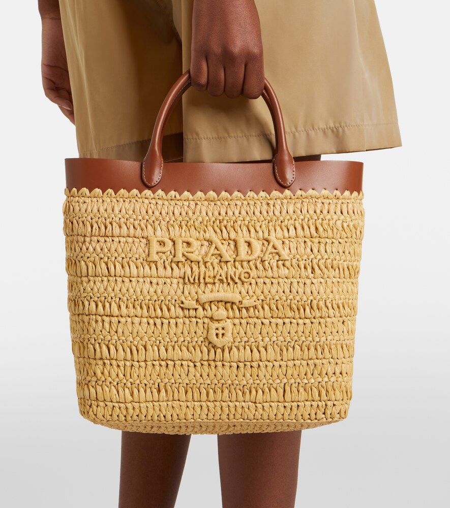 Prada Small crochet raffia tote bag