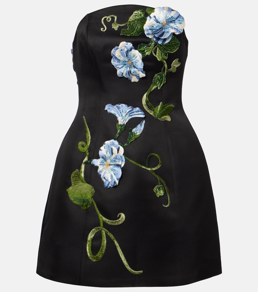 Leo Lin Zaria floral-appliqué bustier dress
