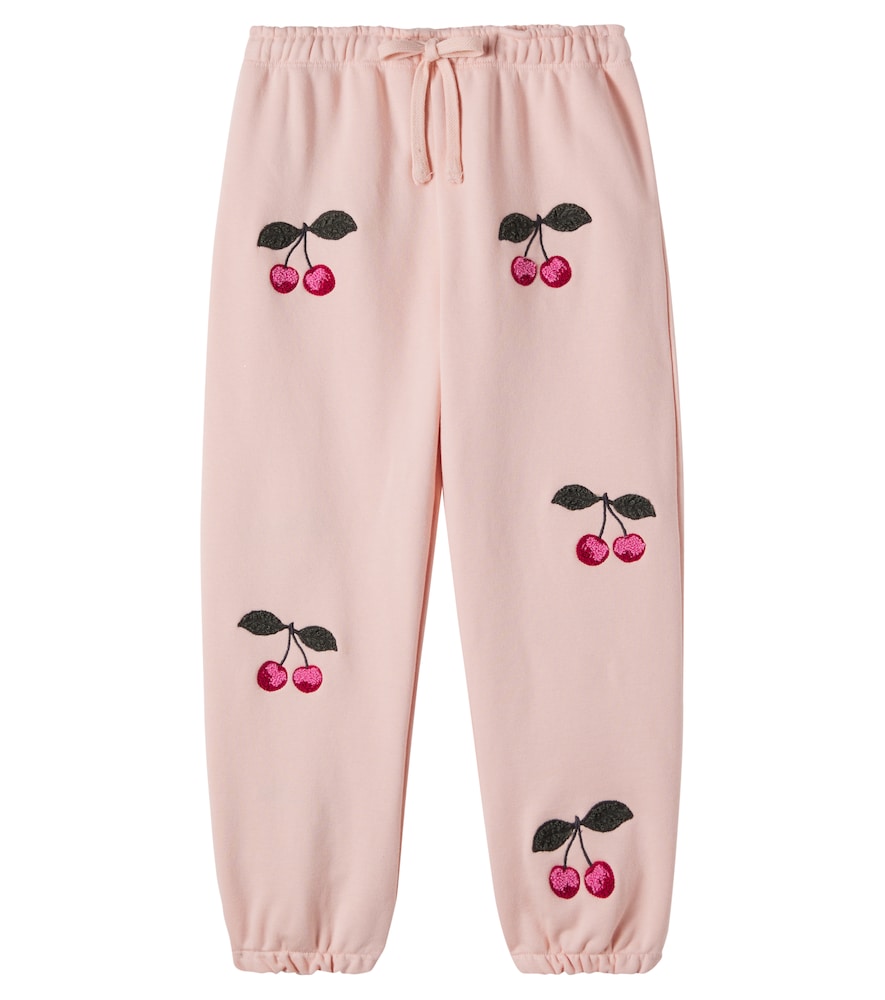 Konges Slojd Pink Lou Embroidered Cotton-Blend Jersey Sweatpants Y Size 5 - Mytheresa