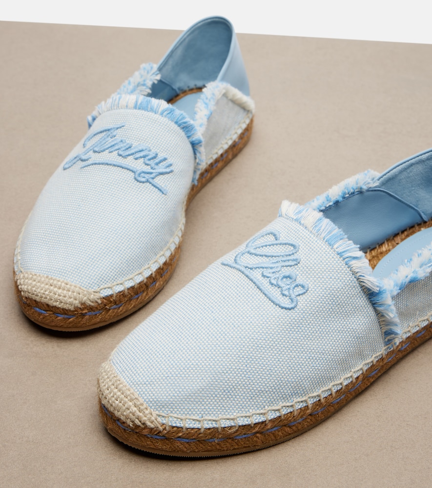  Jimmy Choo Jimmy Choo Avi Embroidered Canvas Espadrilles 