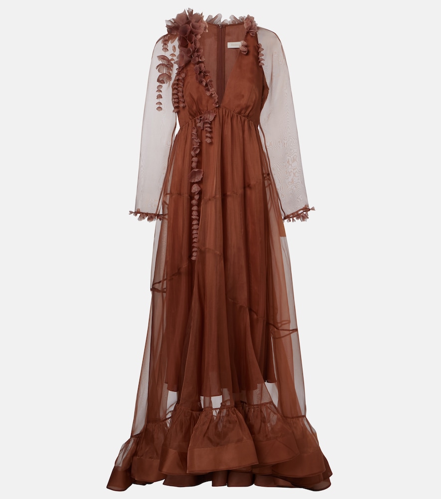 Zimmermann Como floral-appliqué silk maxi dress