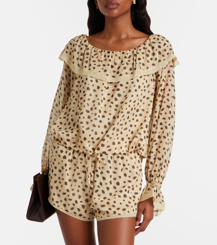  Posse Posse Priscilla Leopard-print Silk Blouse 