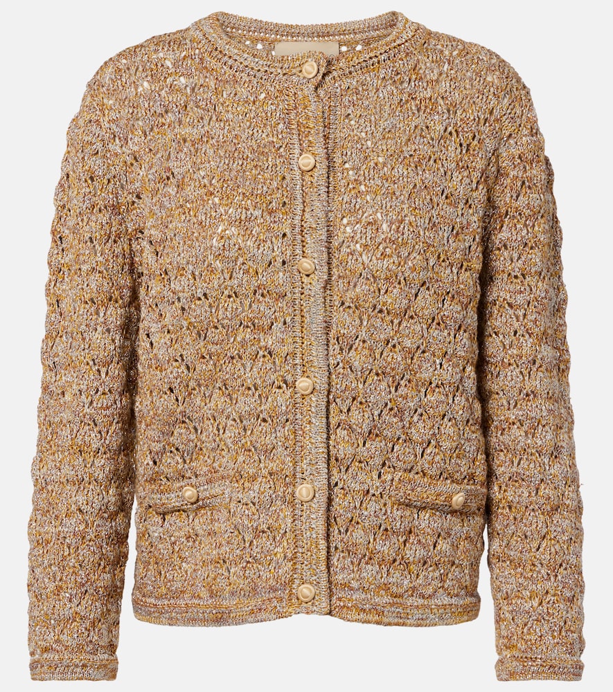 Cardigan in misto lino con lamÃ©