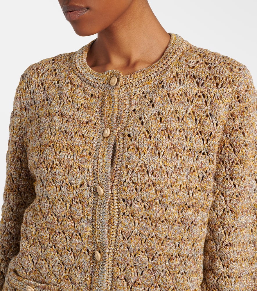  Valentino Valentino Open-knit Linen-blend Lamã© Cardigan 