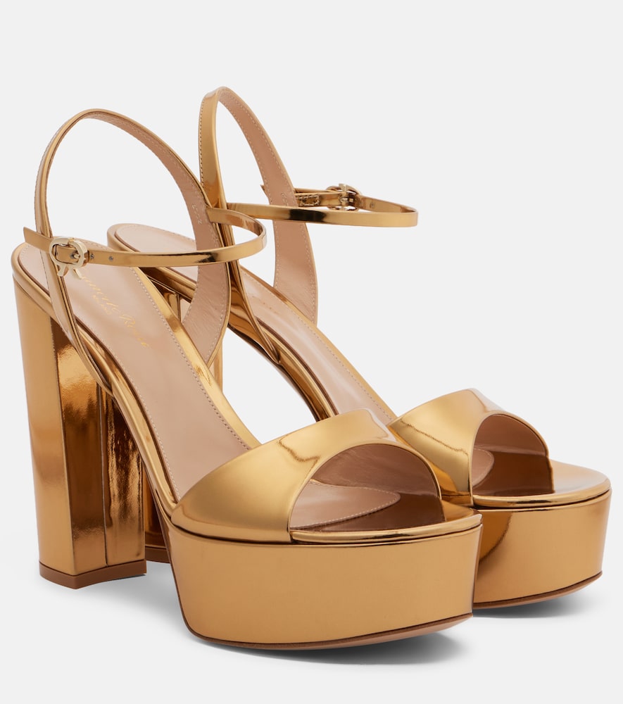 Gianvito Rossi Marlena metallic leather platform sandals
