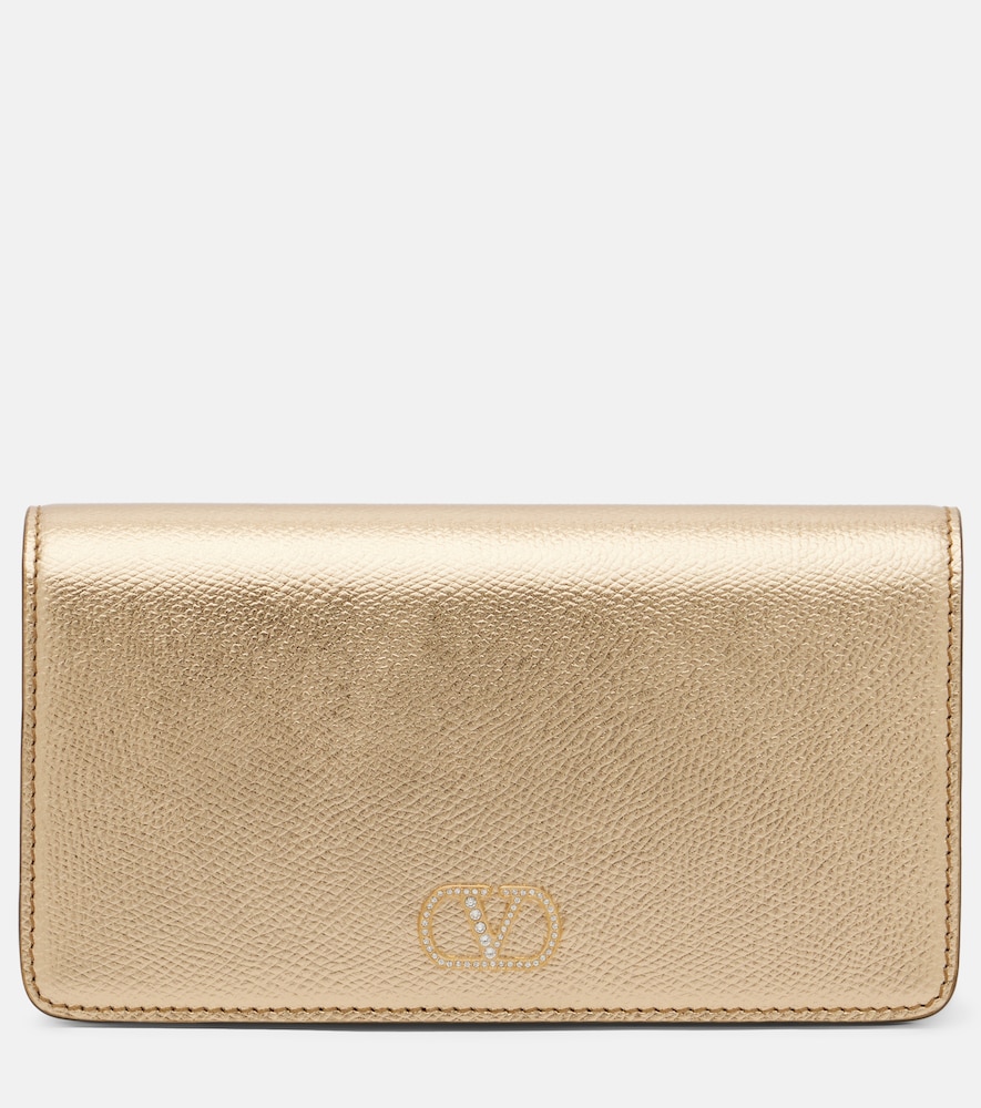 Valentino Garavani Vlogo Mini Metallic Leather Clutch In Gold