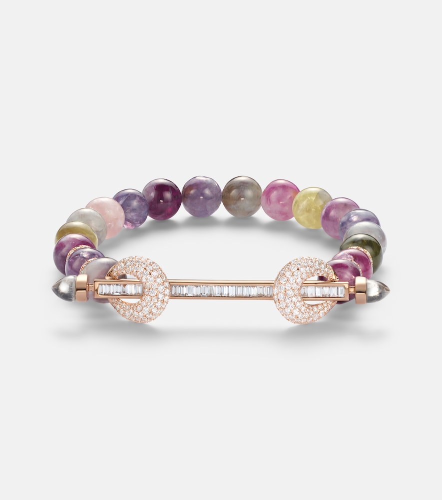 Bracciale Chakra in oro rosa 18kt con perline e pietre preziose