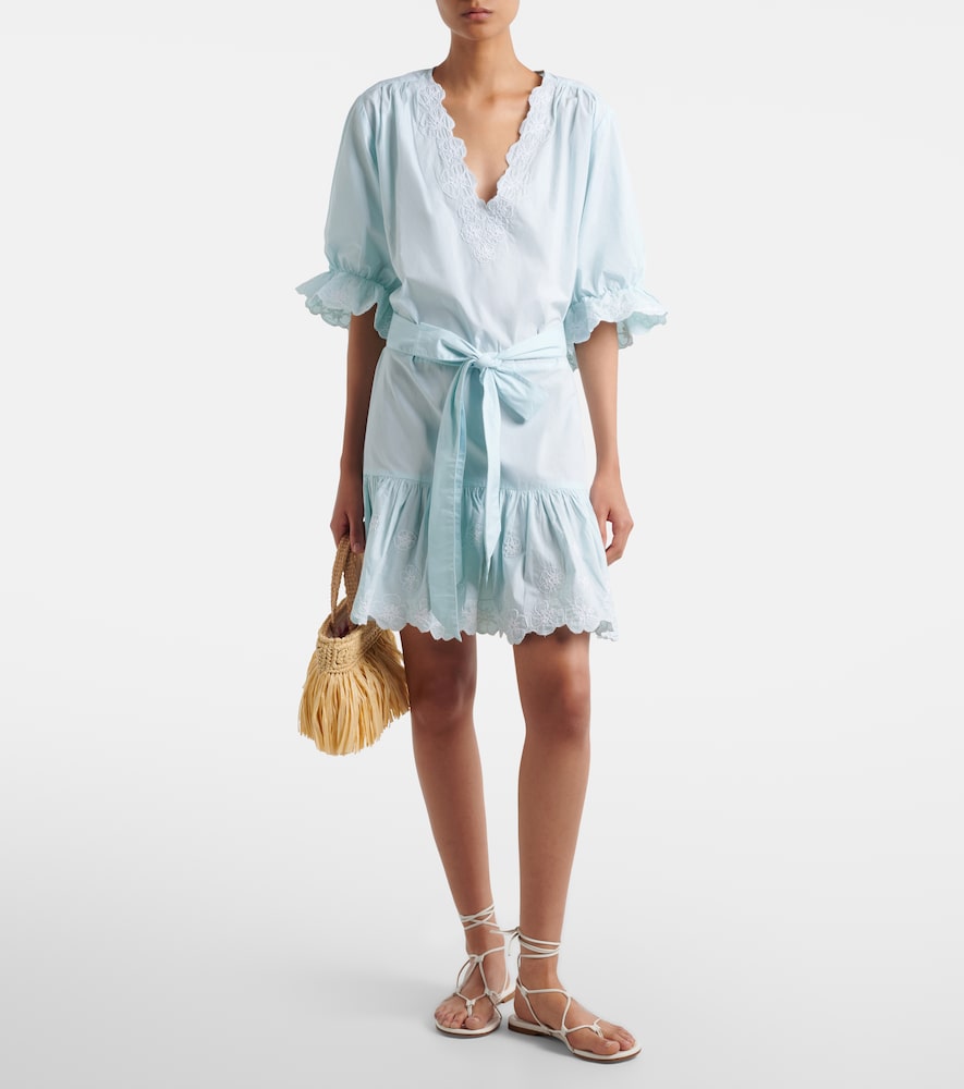Juliet Dunn Embroidered cotton poplin minidress