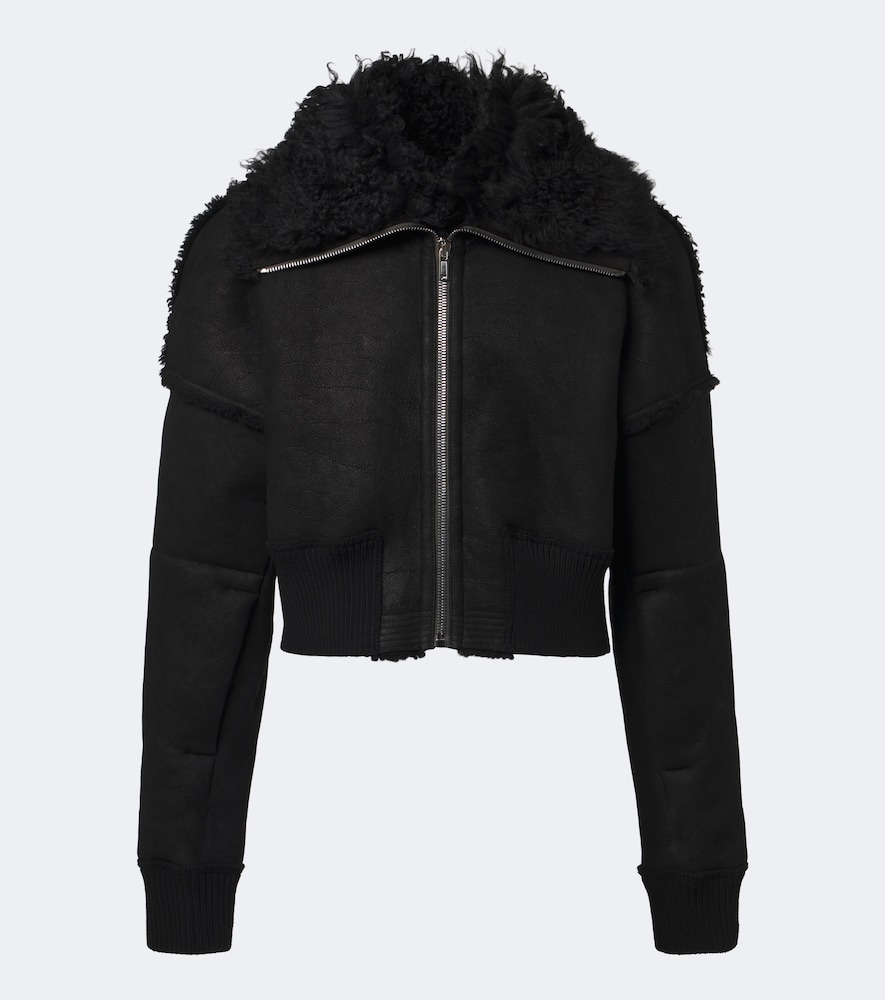 Rick Owens Flight Cropped Leather Jacket In Schwarz