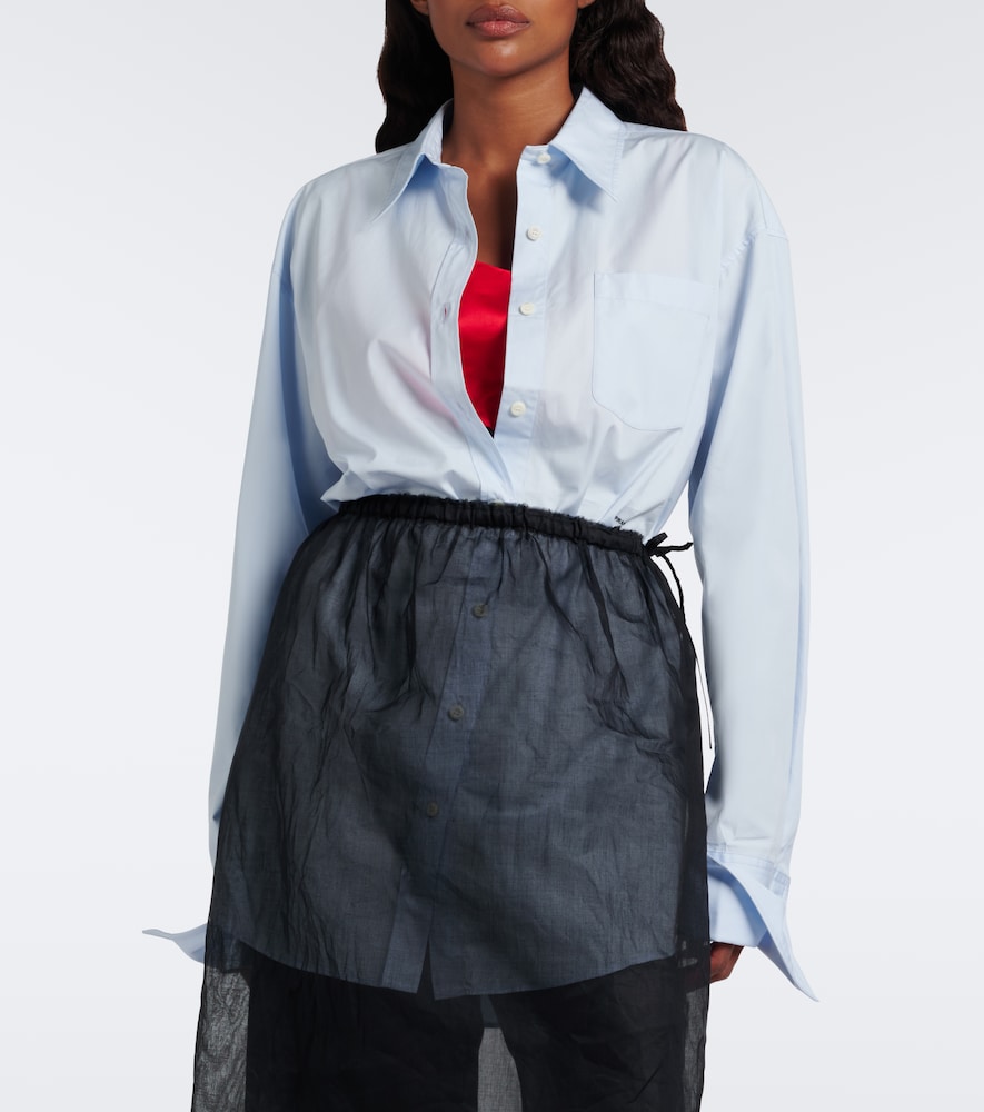 Tie-Neck Cotton Poplin Shirt