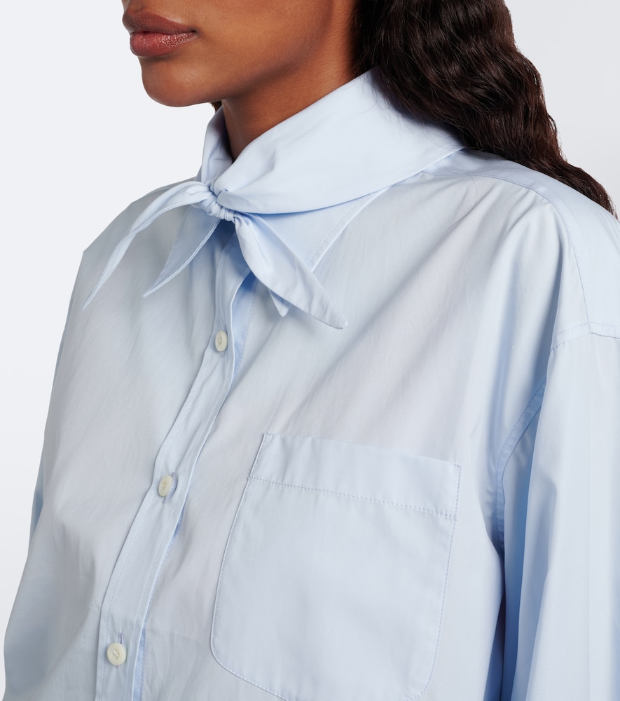 Tie-Neck Cotton Poplin Shirt
