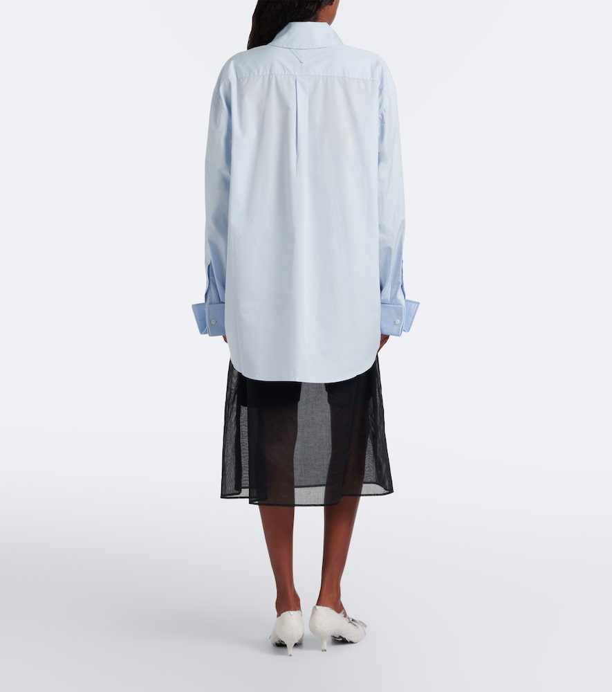 Tie-Neck Cotton Poplin Shirt