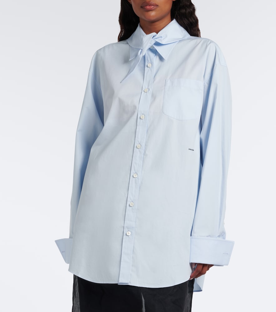 Tie-Neck Cotton Poplin Shirt