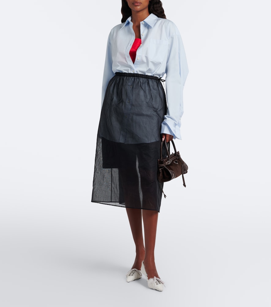 Tie-Neck Cotton Poplin Shirt