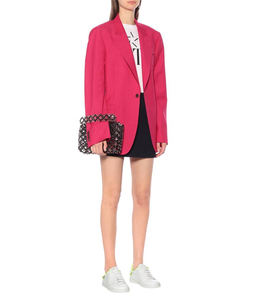 VALENTINO BACKNET LEATHER SNEAKERS,P00438284