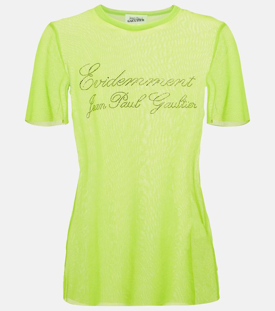 Jean Paul Gaultier Crystal-embellished mesh T-shirt