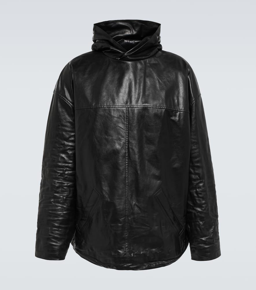 Leather pullover jacket