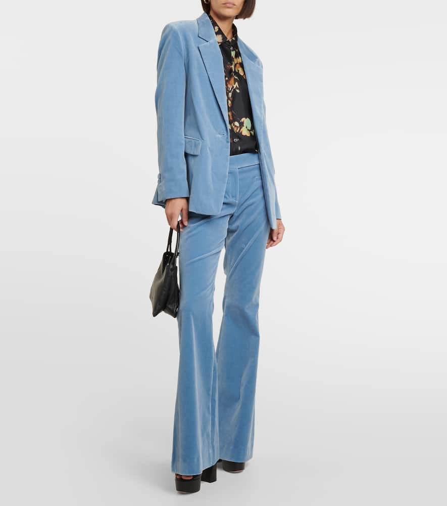 Shop Dorothee Schumacher Elegance Softness Velvet Flared Pants In Blue