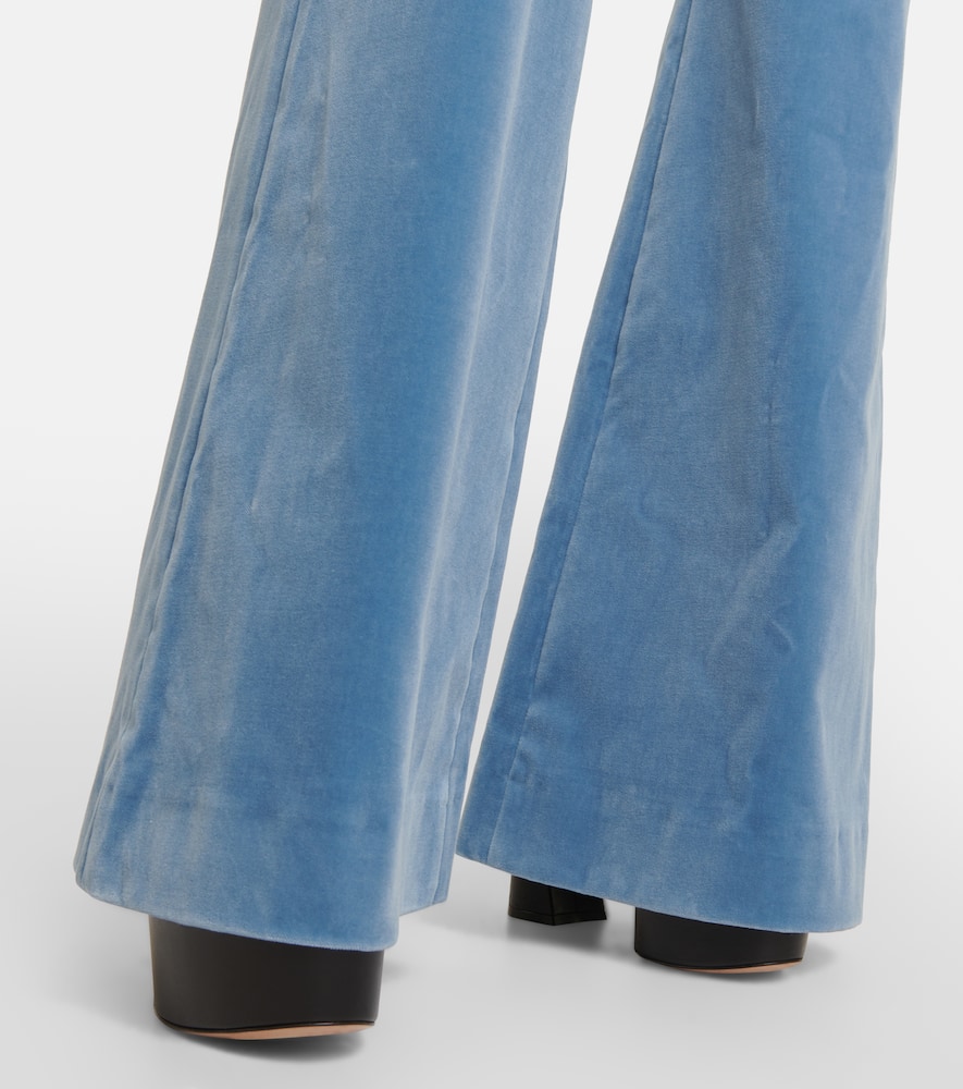 Shop Dorothee Schumacher Elegance Softness Velvet Flared Pants In Blue