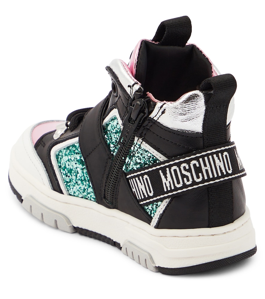  Moschino Kids Moschino Kids High-top Sneakers Mit Leder Und Glitter 