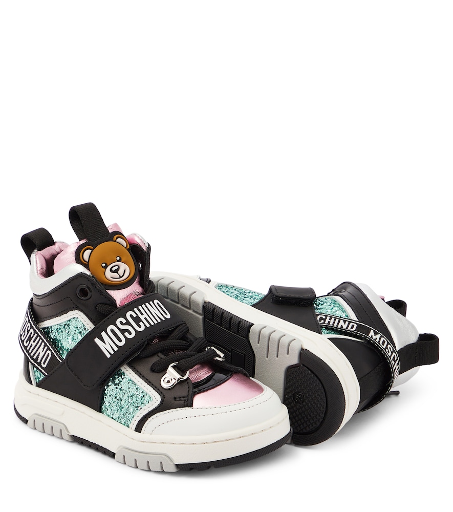  Moschino Kids Moschino Kids High-top Sneakers Mit Leder Und Glitter 