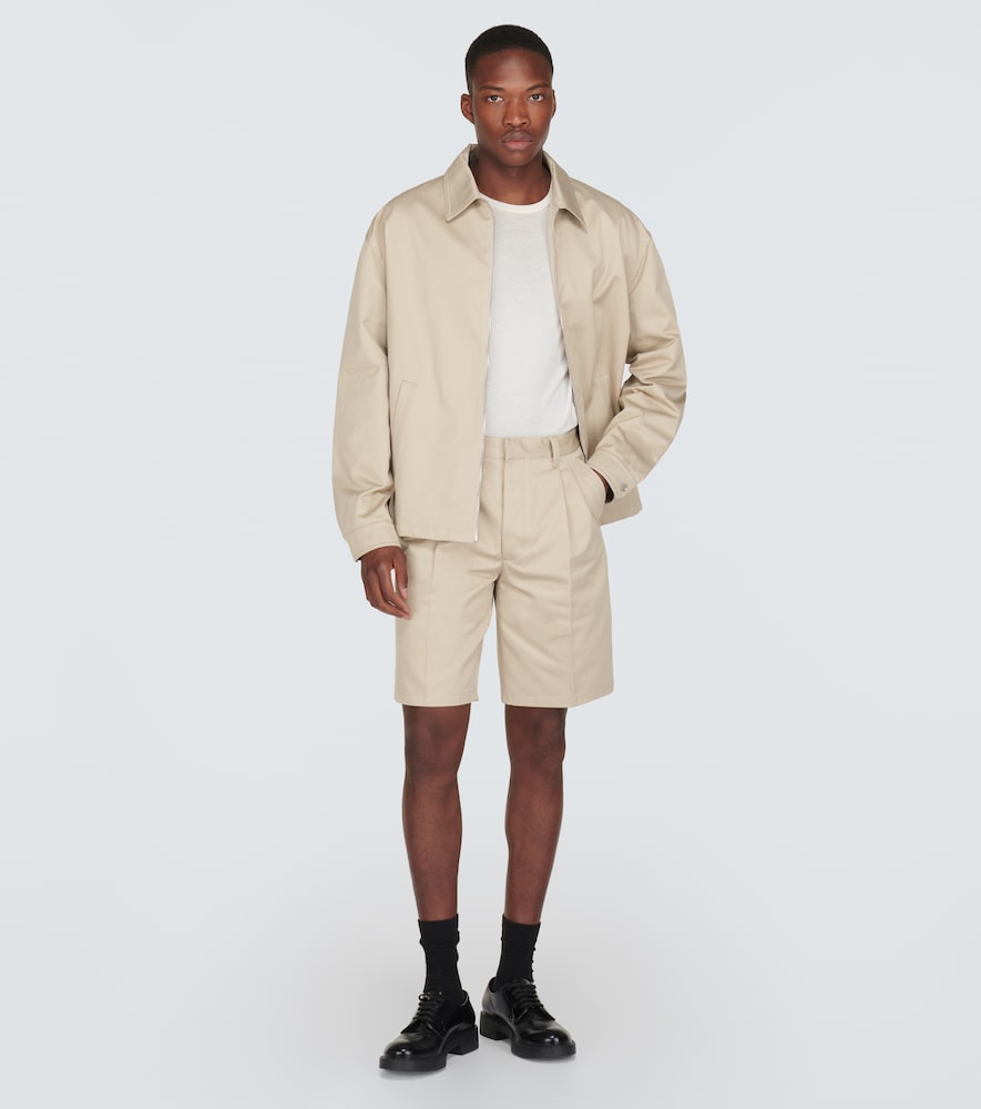  Prada Prada Pleated Cotton Bermuda Shorts 