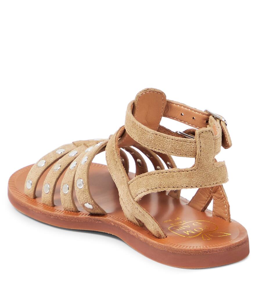 Shop Pom D'api Plagette Stud Studded Suede Sandals In Brown