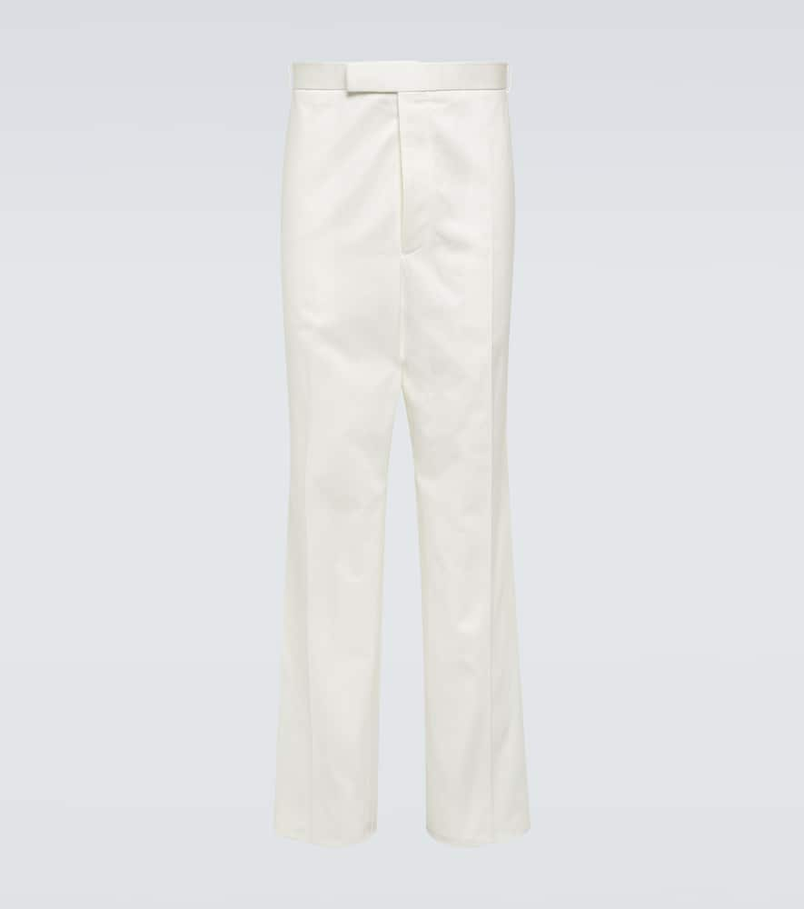 Shop Thom Browne High-rise Cotton Twill Chinos In White