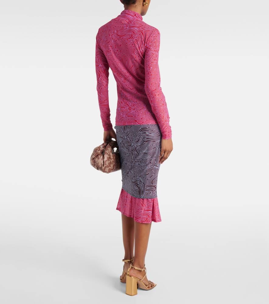 Dries Van Noten Mesh Turtleneck Top In Red