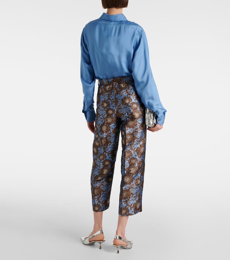 S Max Mara Elio Floral Jacquard Straight Pants In Blue