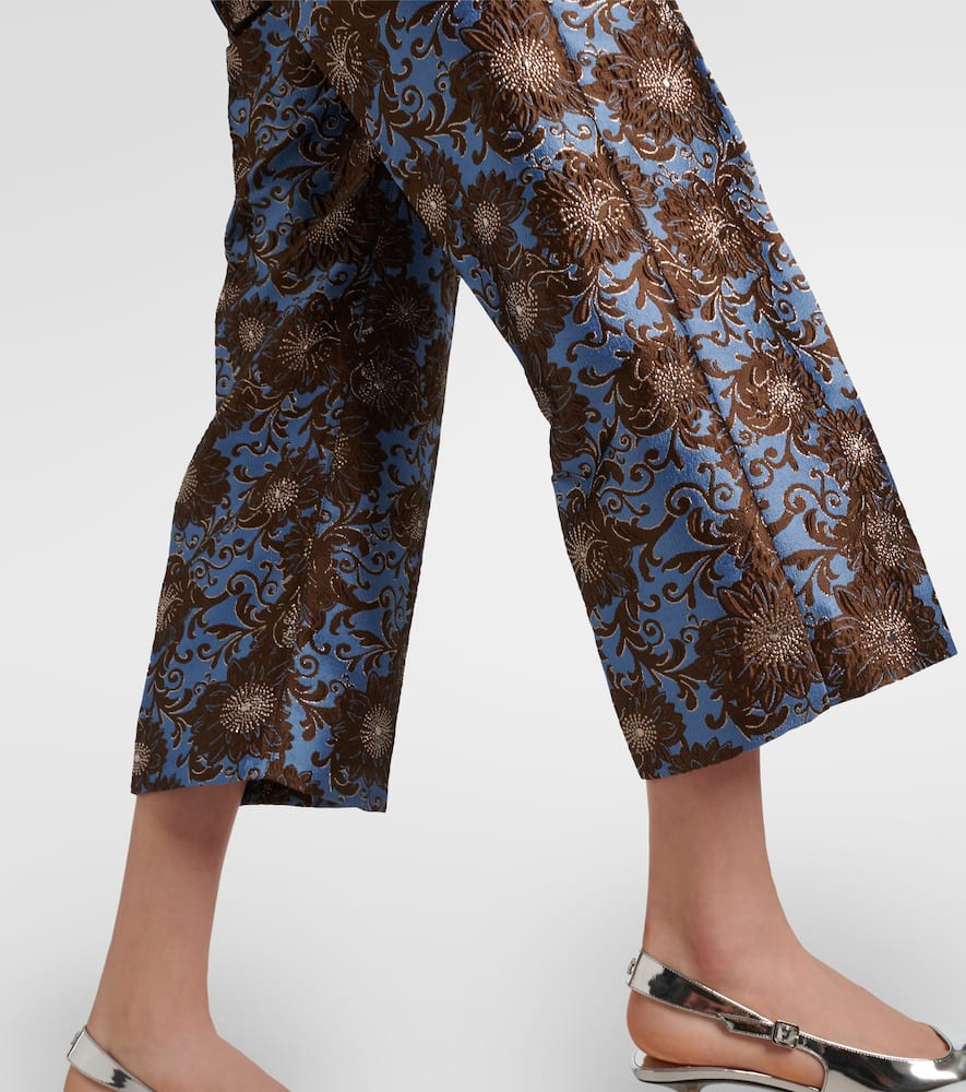 S Max Mara Elio Floral Jacquard Straight Pants In Blue