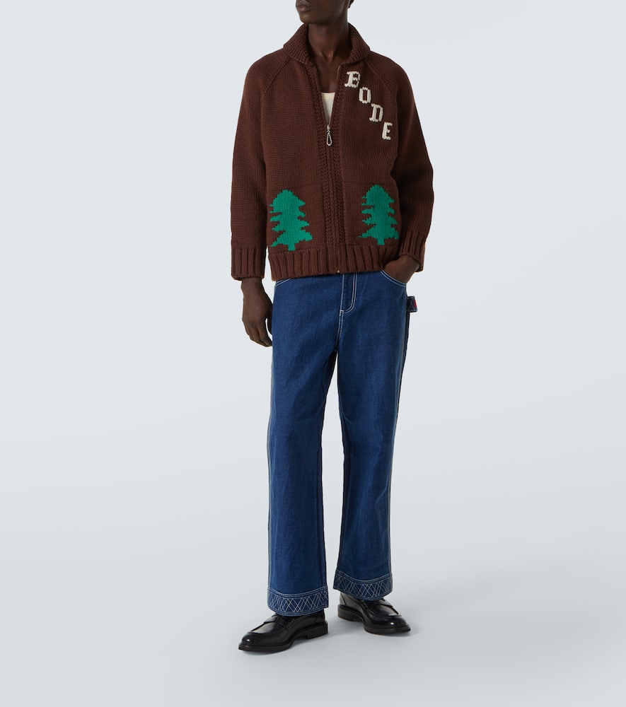 Bode Graphic Design Raglan Sleeve Sweater In Brown