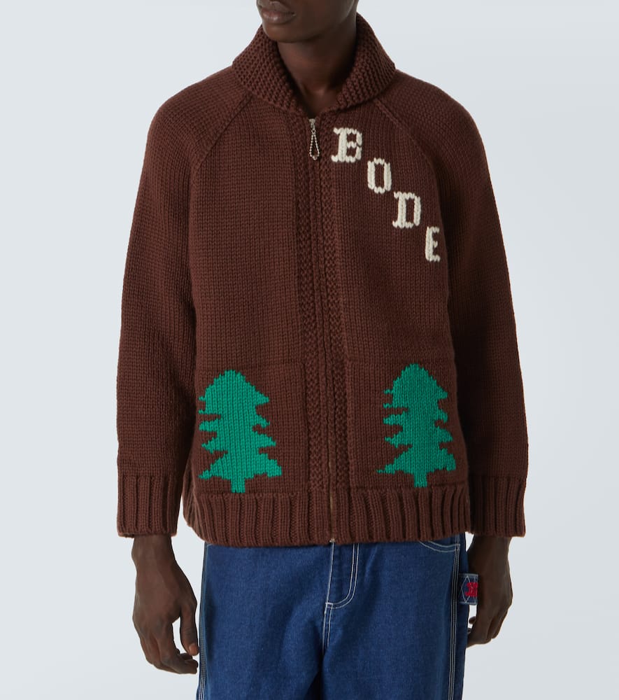 Bode Graphic Design Raglan Sleeve Sweater In Brown