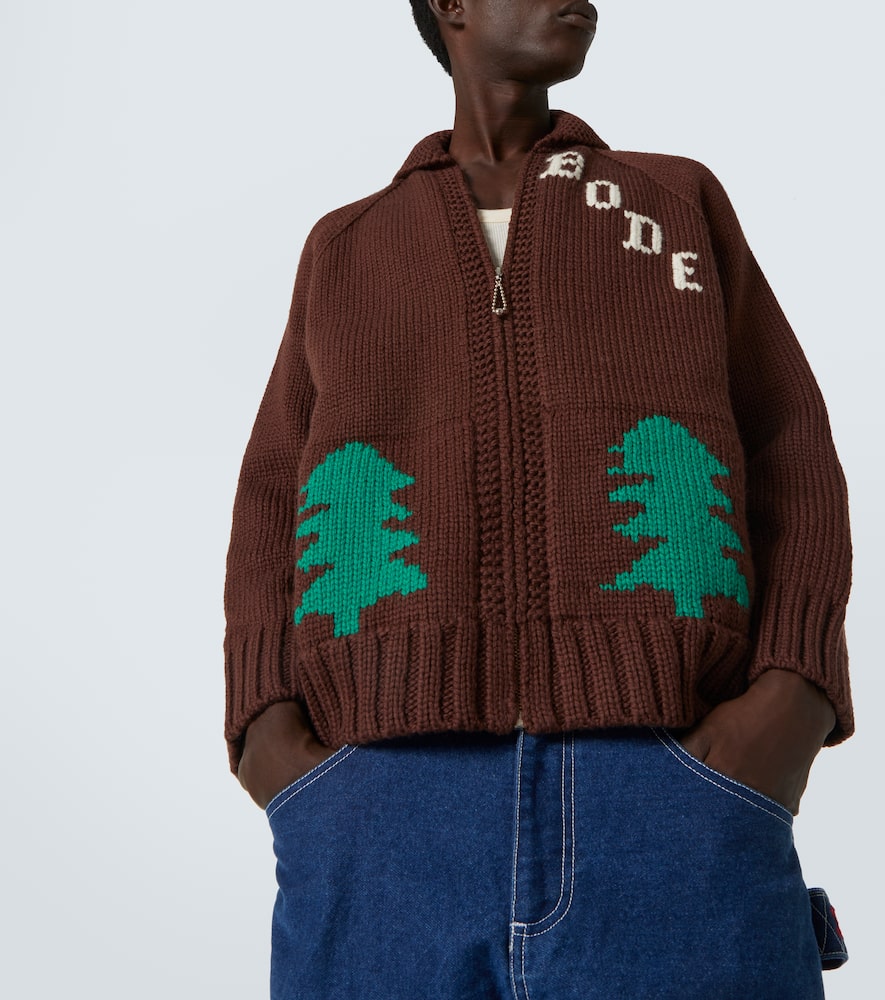 Bode Graphic Design Raglan Sleeve Sweater In Brown