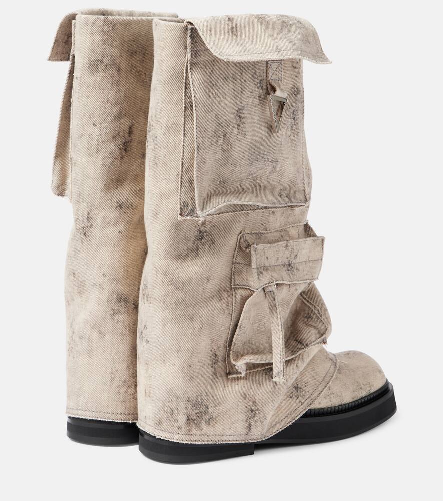 Attico Robin Canvas Mid-calf Boots In Beige