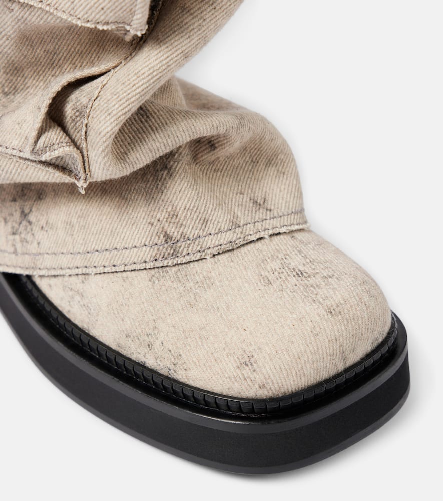 Attico Robin Canvas Mid-calf Boots In Beige