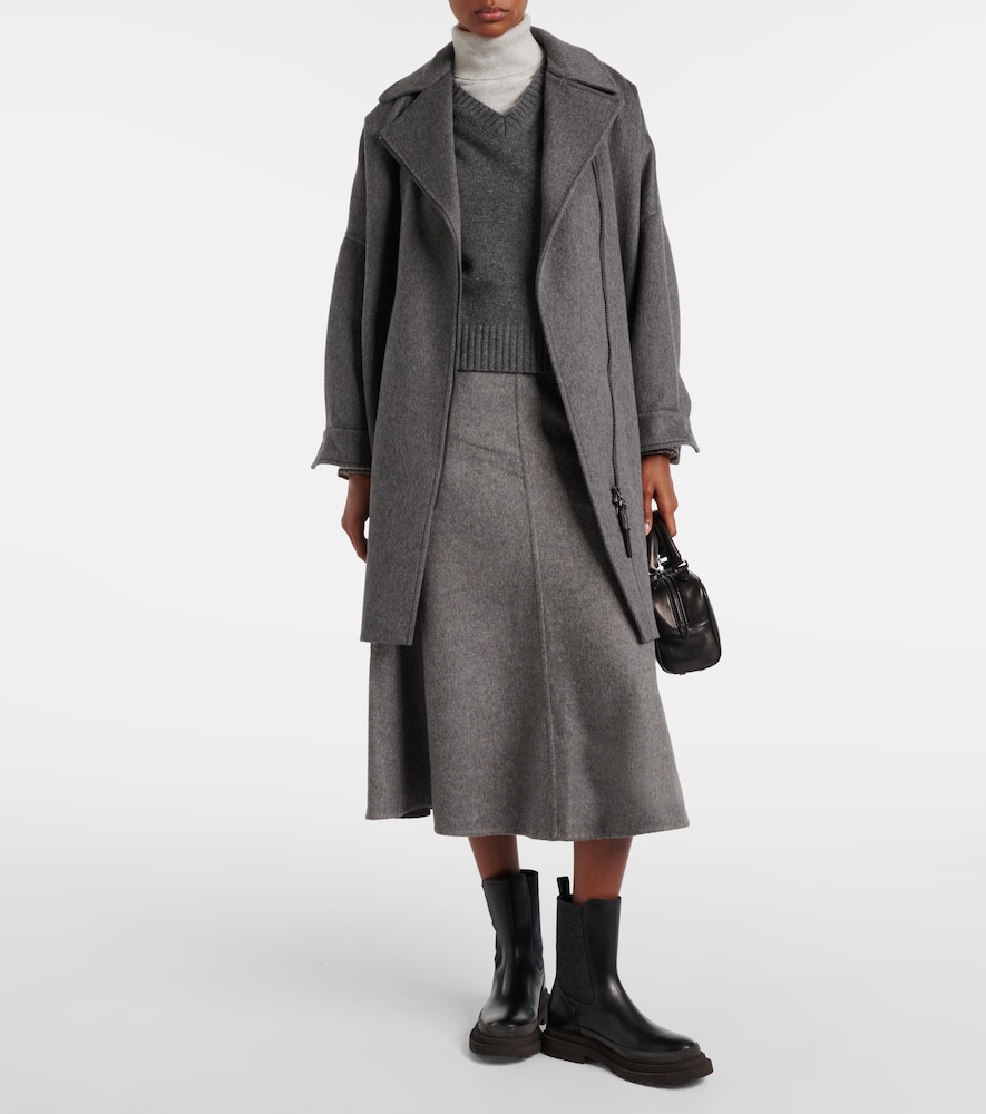 Brunello Cucinelli Mid-rise wool midi skirt