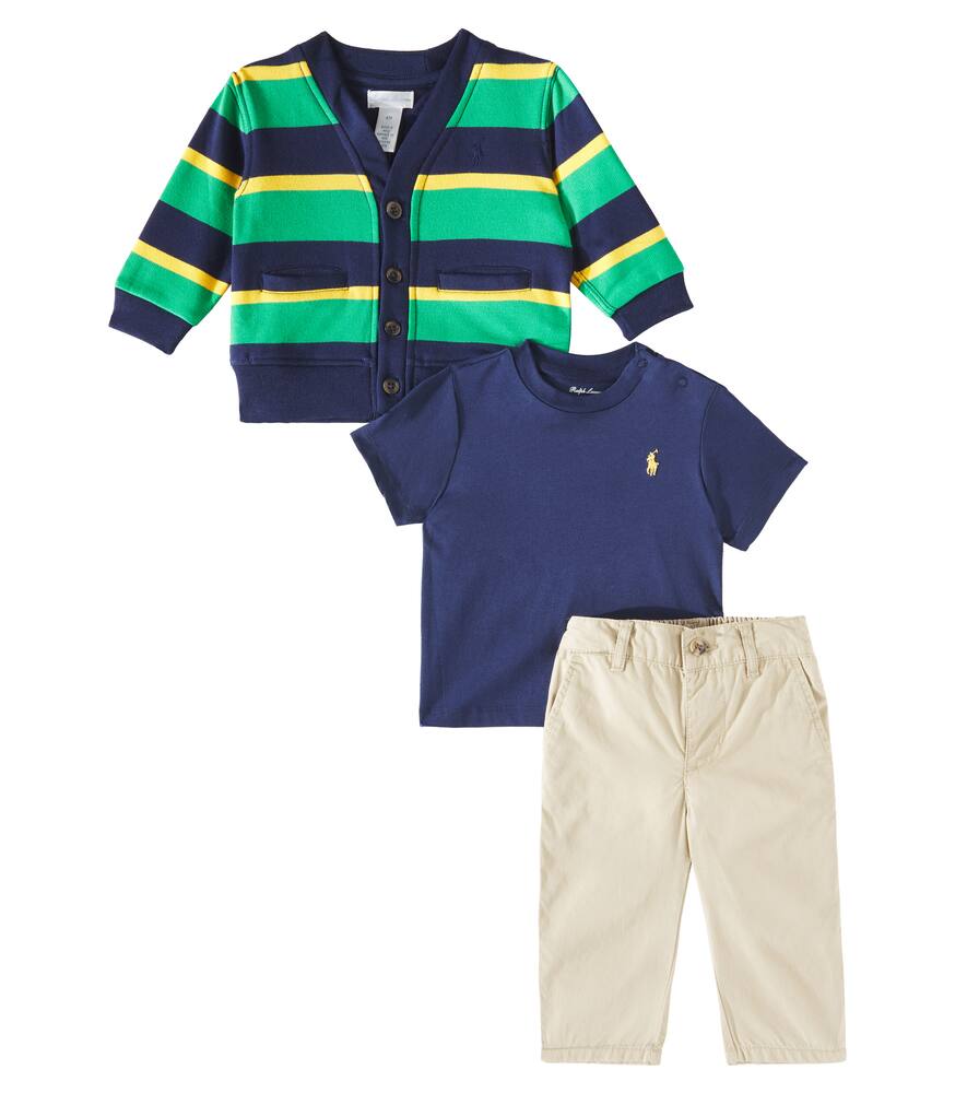 Polo Ralph Lauren Kids Baby cardigan, T-shirt, and chinos set