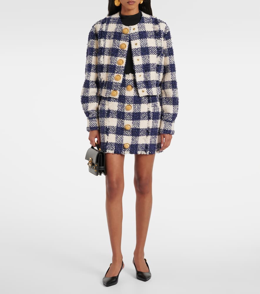 Balmain Jacke Aus Tweed In Blau