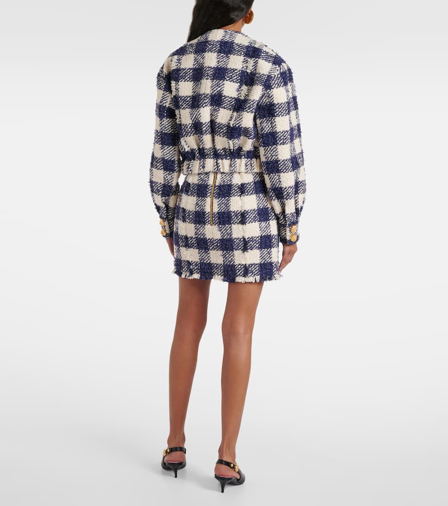 Balmain Jacke Aus Tweed In Blau