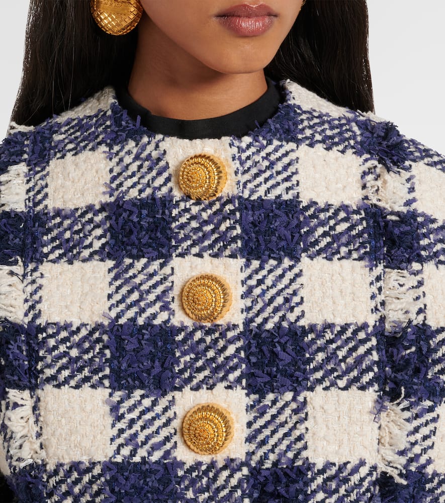 Balmain Jacke Aus Tweed In Blau