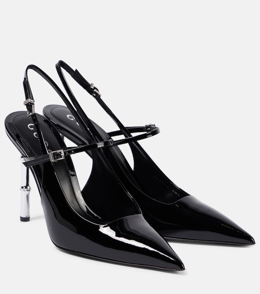 Patent leather slingback pumps