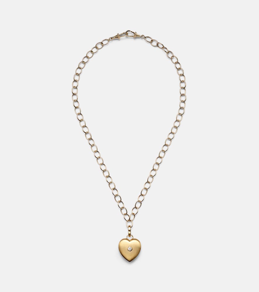 Heart 18kt and 14kt gold pendant necklace with diamond