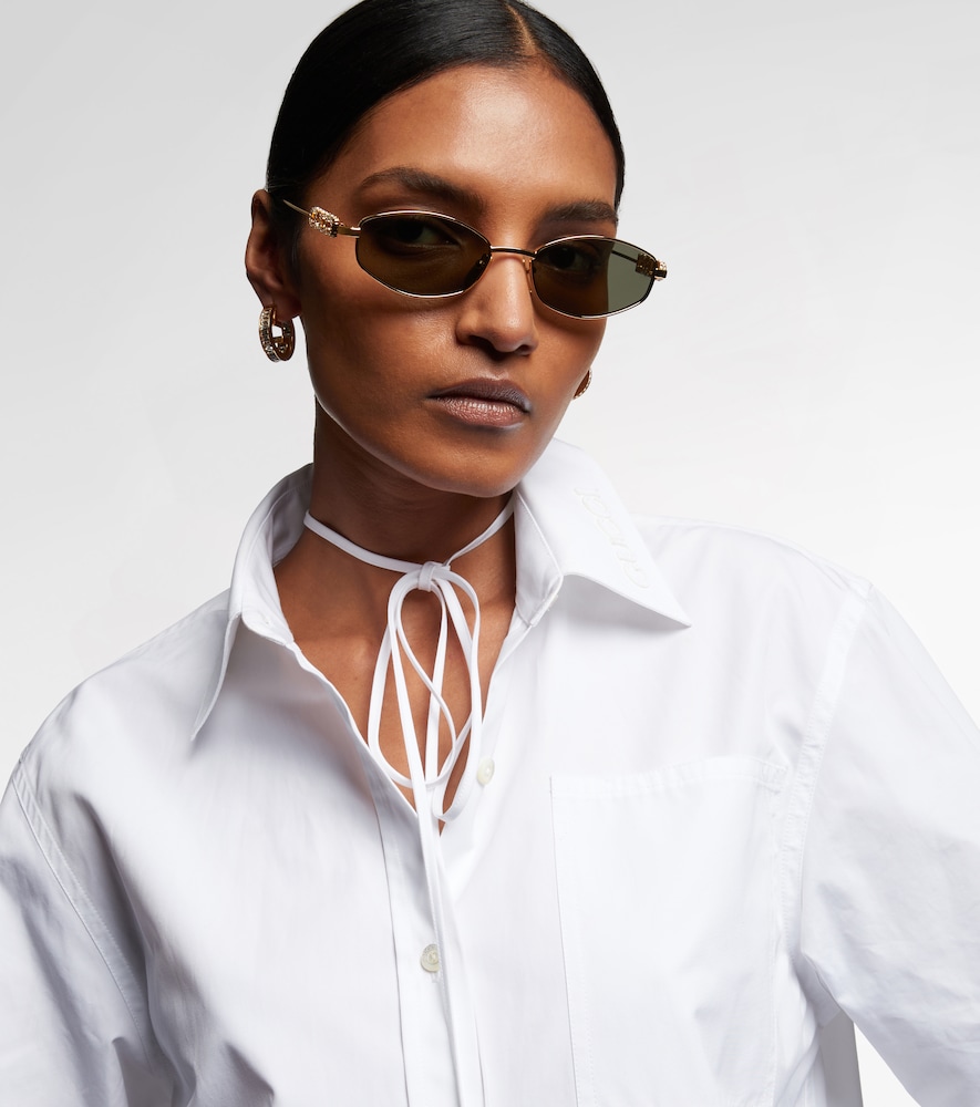  Gucci Gucci Logo Embellished Oval Sunglasses 