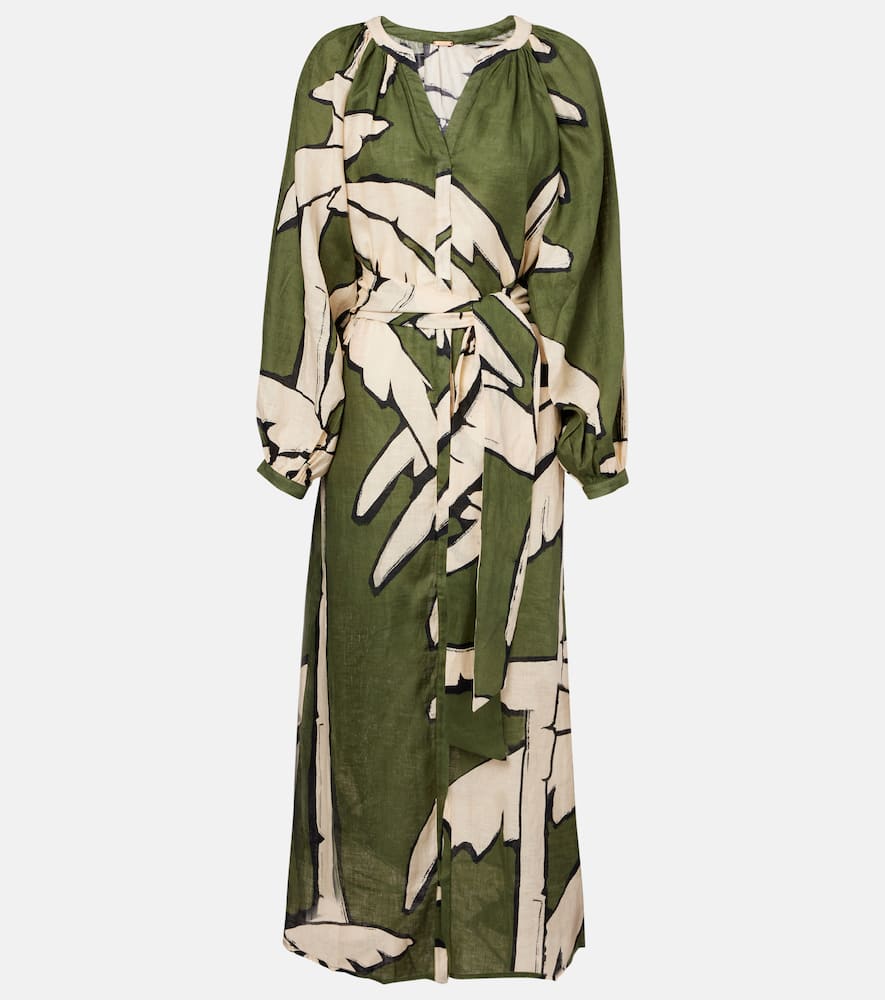Printed linen maxi dress