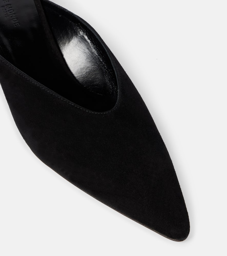 Le Monde Beryl Suede Wedge Mules In Black