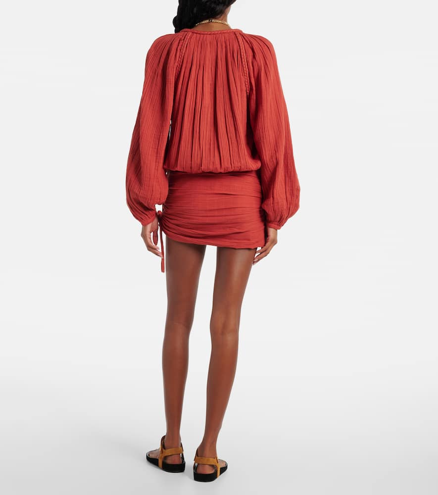 Isabel Marant Dress With Trim Drawstring Pleats Sleeves In Orange