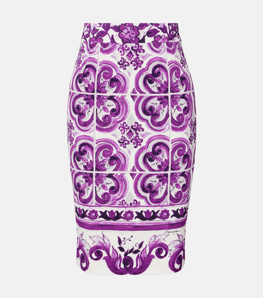 Dolce & Gabbana Majolica silk-blend pencil skirt