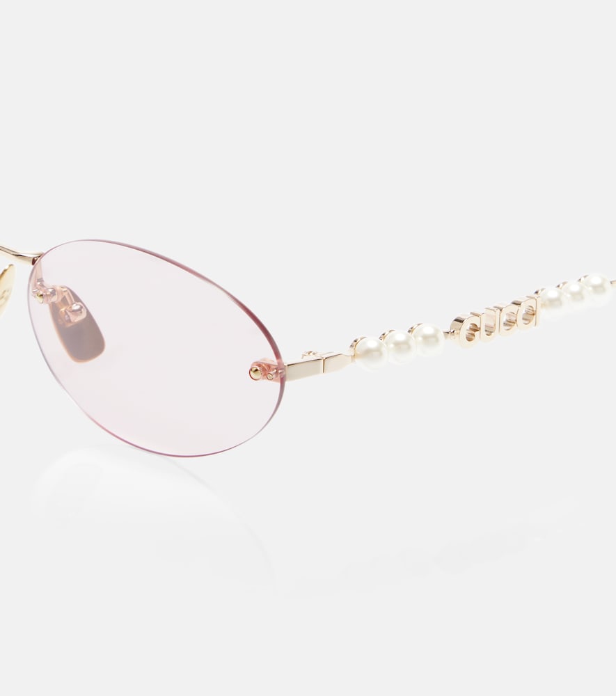  Gucci Gucci Logo Embellished Oval Sunglasses 