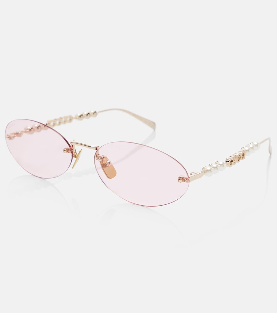  Gucci Gucci Logo Embellished Oval Sunglasses 